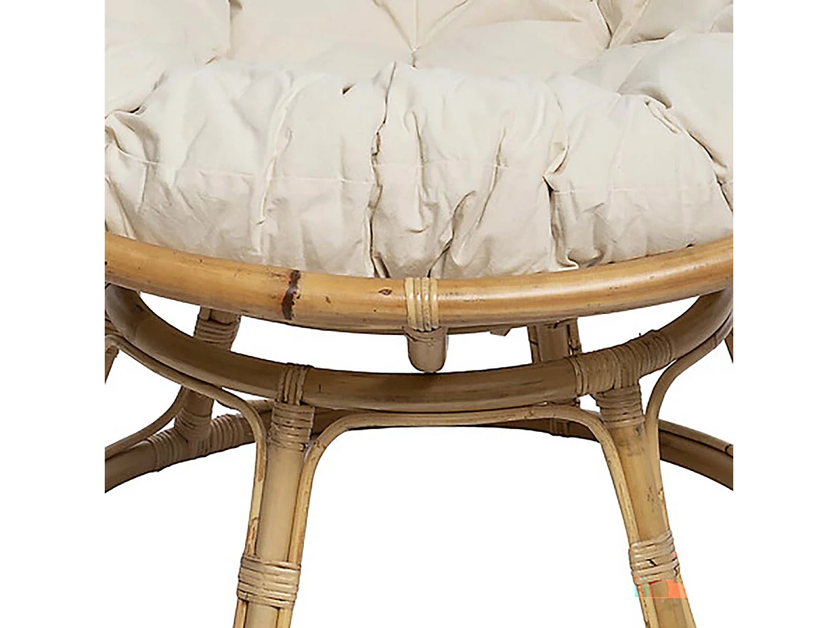 Fauteuil chaise en rotin coloris beige pour terrasse jardin et salon - Longueur 113 x largeur 109 x Hauteur 80 cm