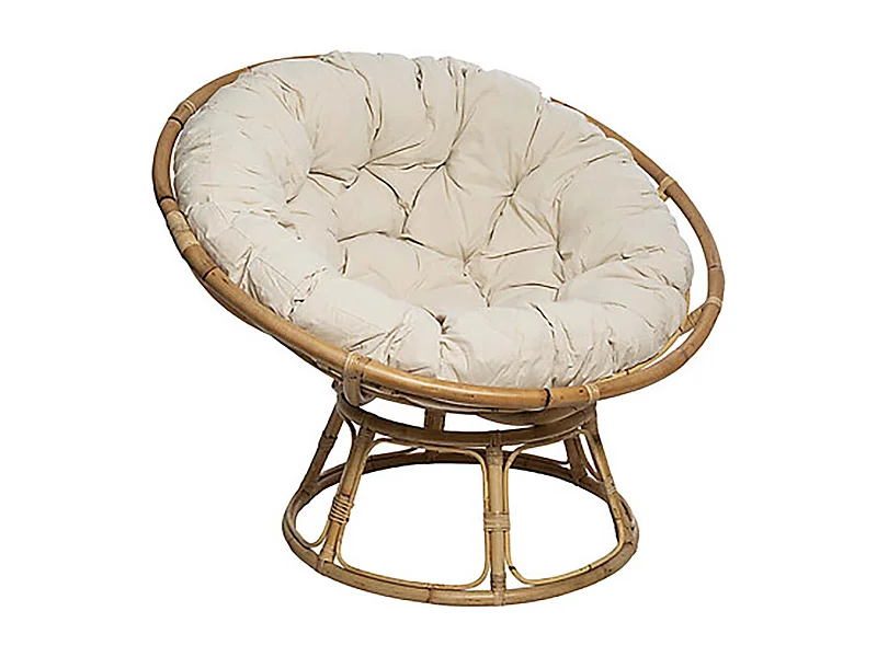 Fauteuil chaise en rotin coloris beige pour terrasse jardin et salon - Longueur 113 x largeur 109 x Hauteur 80 cm