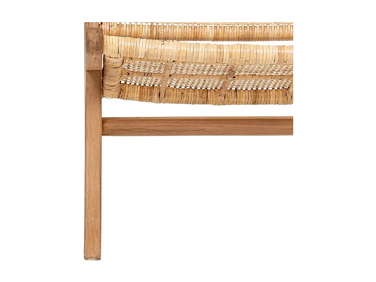 Lot de 2 Fauteuil chaise en teck et tressage en rotin - Longueur 65 x largeur 80 x Hauteur 71 cm