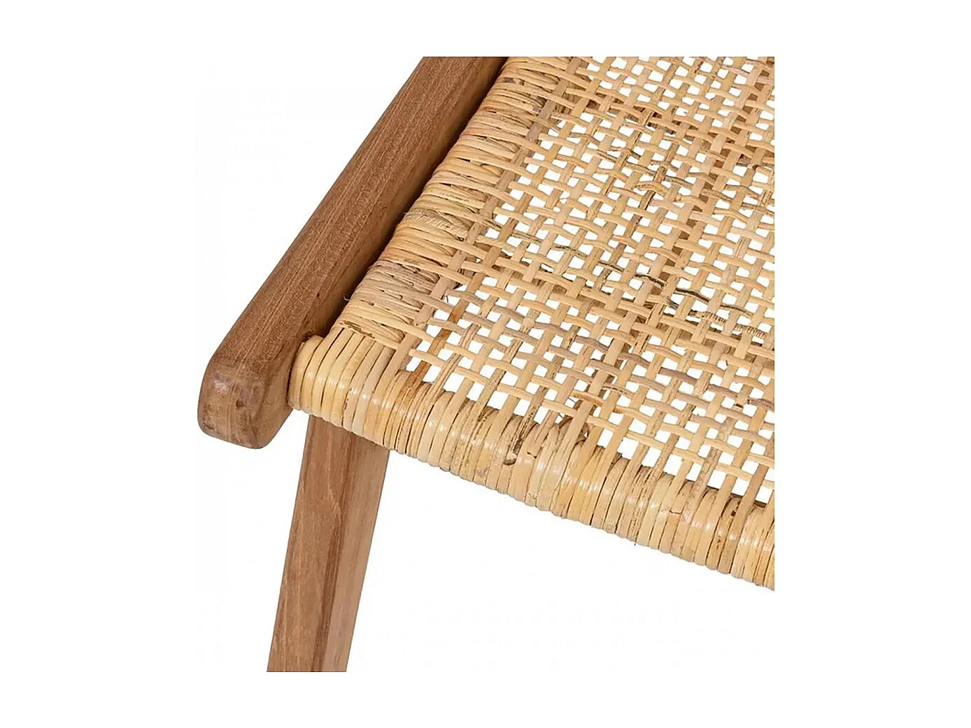 Lot de 2 Fauteuil chaise en teck et tressage en rotin - Longueur 65 x largeur 80 x Hauteur 71 cm