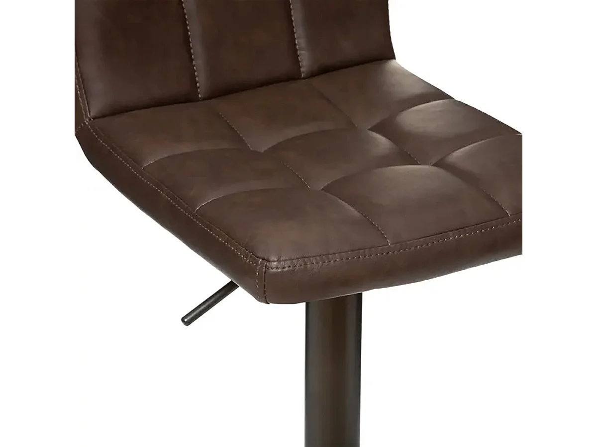 Lot de 2 Chaises de bar hautes ajustables en cuir, coloris marron - Longueur 45 x Profondeur 52 x Hauteur 104 cm