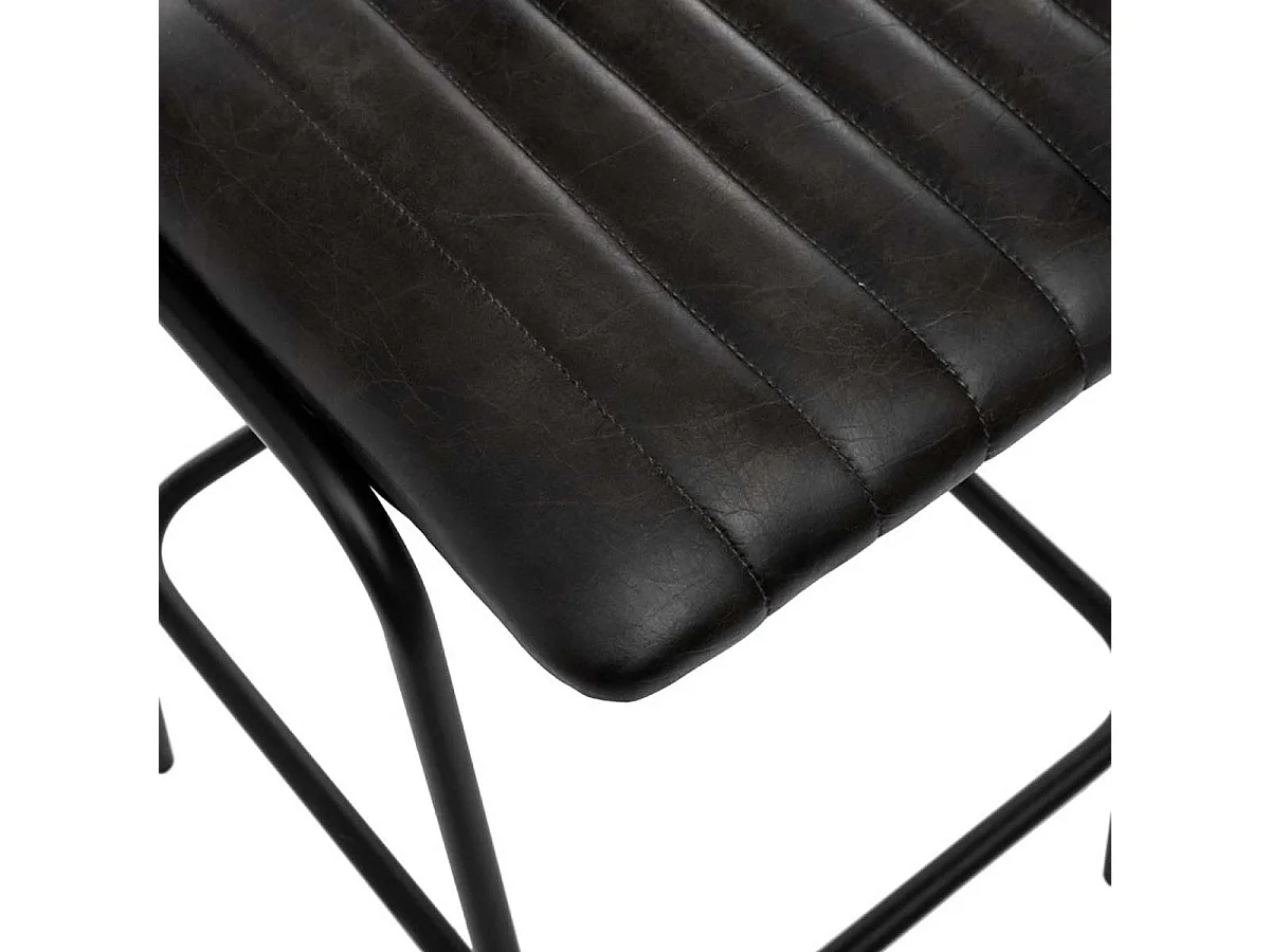 Lot de 2 chaises de bar en cuir de buffle avec pieds en métal, coloris noir - Longueur 45 x Profondeur 53 x Hauteur 103 cm