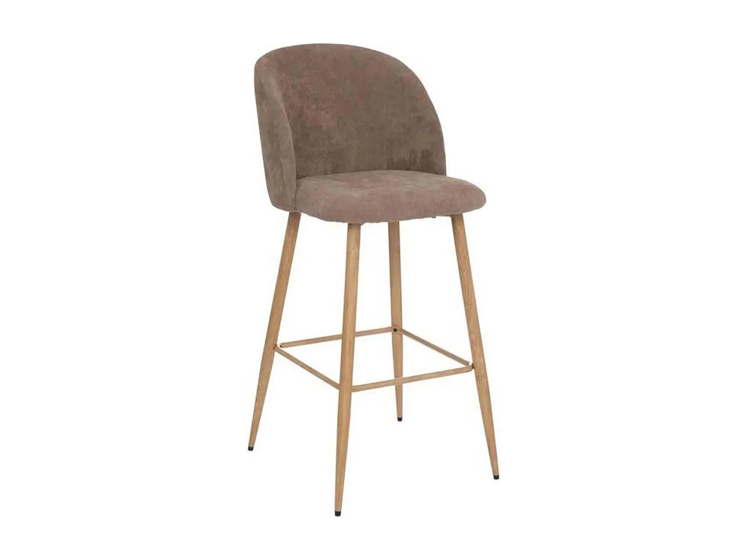 Lot de 2 chaises de bar en velours côtelé avec des pieds effet bois, coloris taupe - Longueur 48 x Profondeur 56 x Hauteur 106 cm