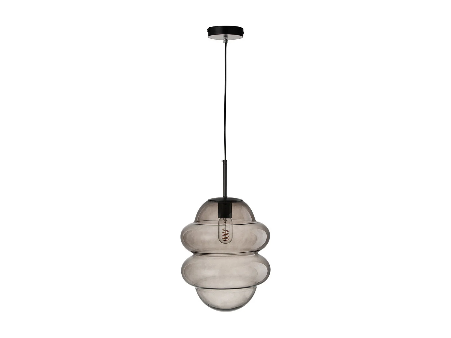 Lampe Suspension en Verre "Cuillere Miel" 160cm Gris
