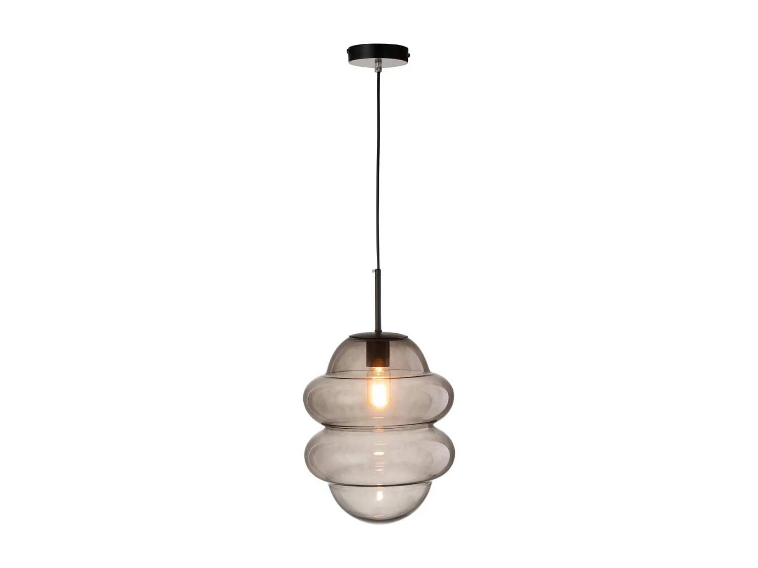 Lampe Suspension en Verre "Cuillere Miel" 160cm Gris