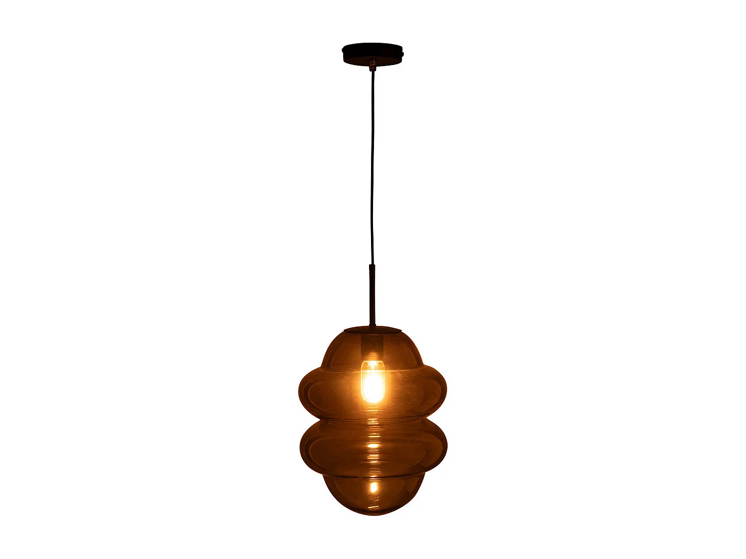 Lampe Suspension en Verre "Cuillere Miel" 160cm Gris