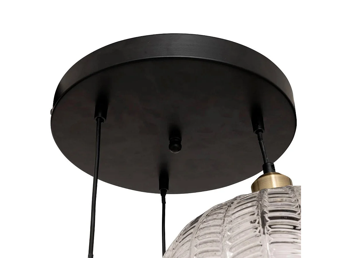 Suspension 3 Abat-Jours en Verre "Tissa" 30cm Transparent