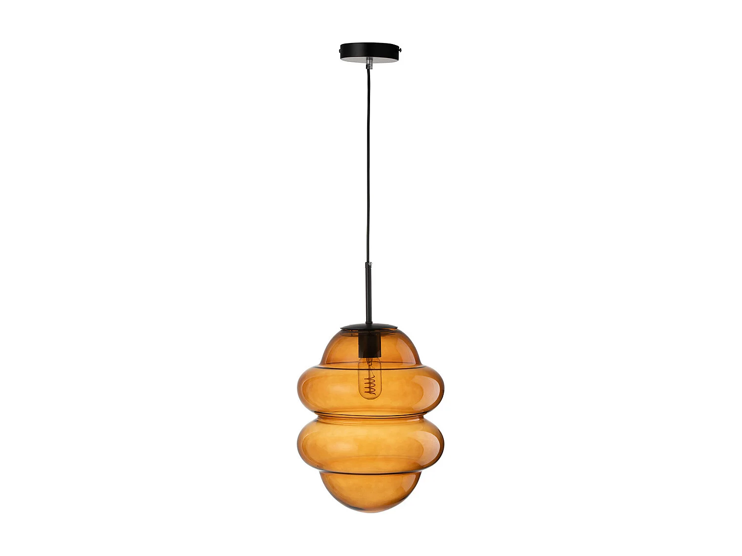 Lampe Suspension en Verre "Cuillere Miel" 160cm Marron