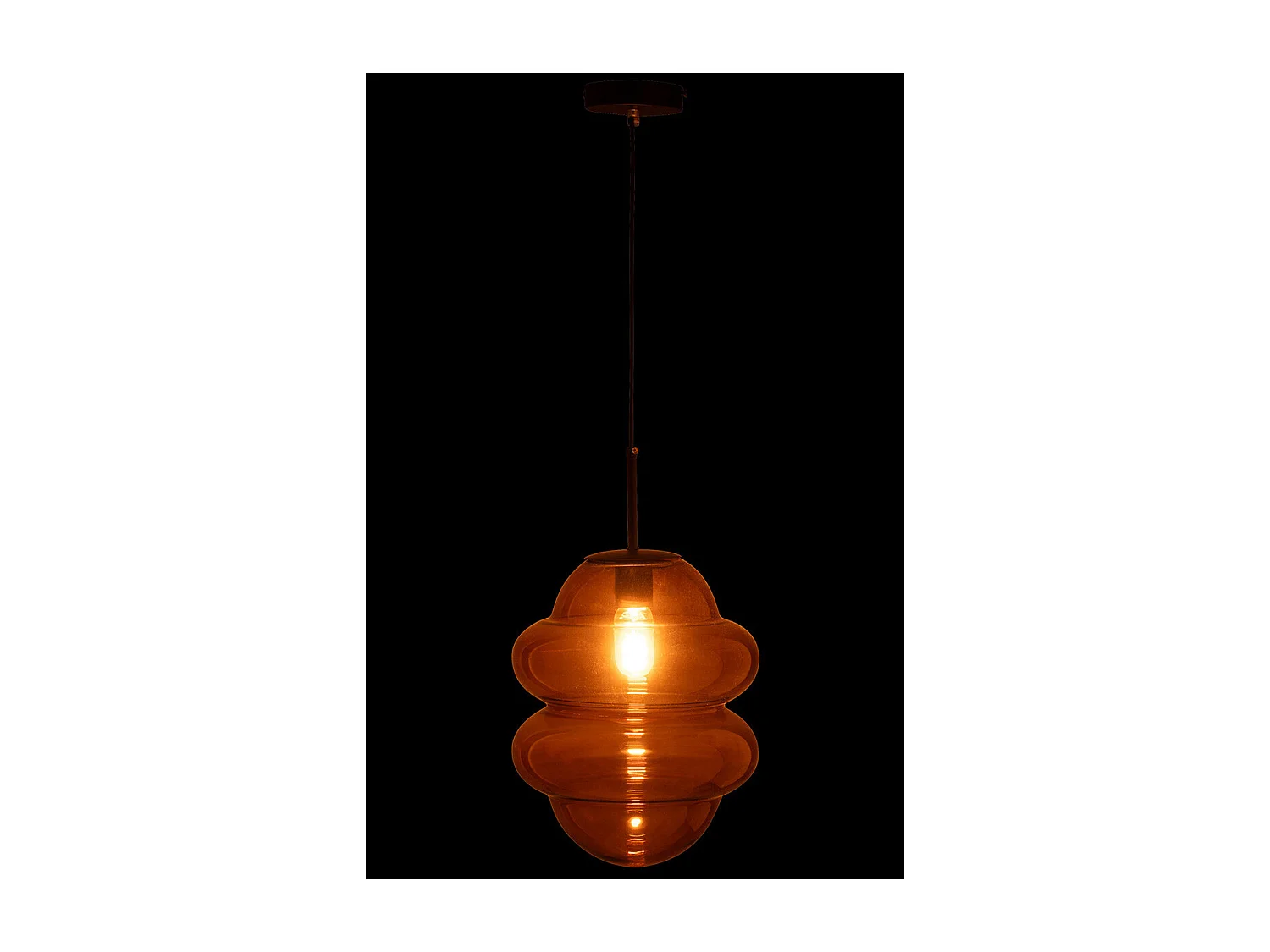 Lampe Suspension en Verre "Cuillere Miel" 160cm Marron