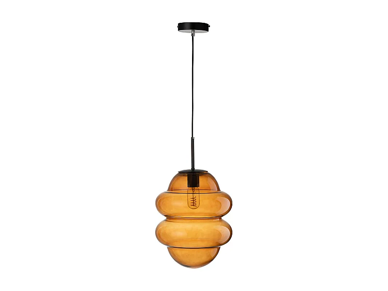 Lampe Suspension en Verre "Cuillere Miel" 160cm Marron