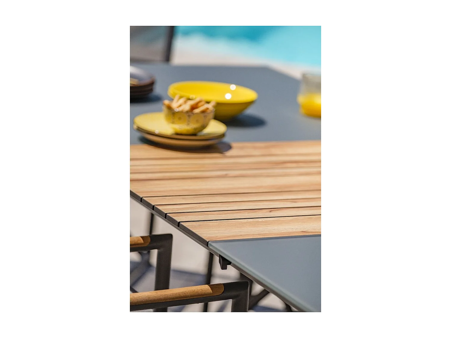 Table de Jardin en Verre "Honfleur" 180-250cm Gris Anthracite