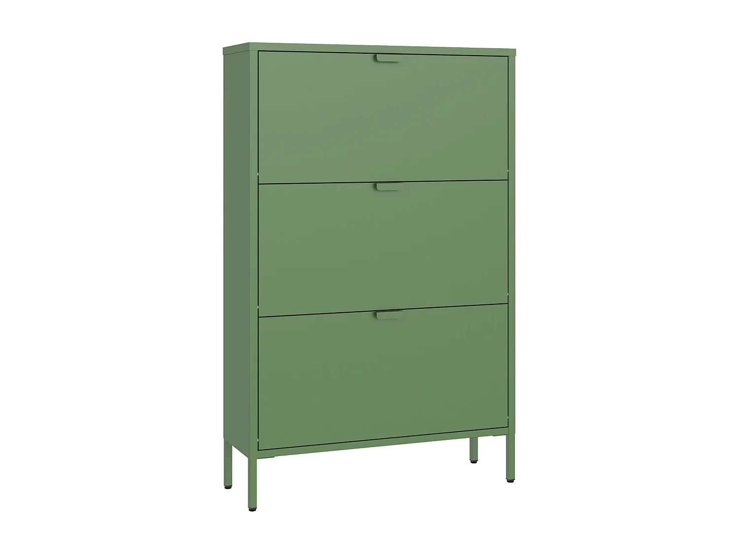 Meuble à chauure 3 porte en métal vert kaki MARION
