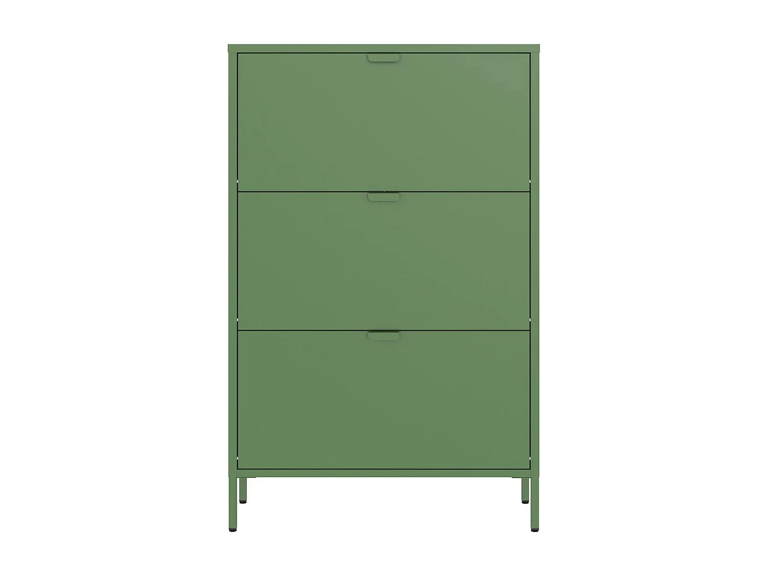 Meuble à chauure 3 porte en métal vert kaki MARION