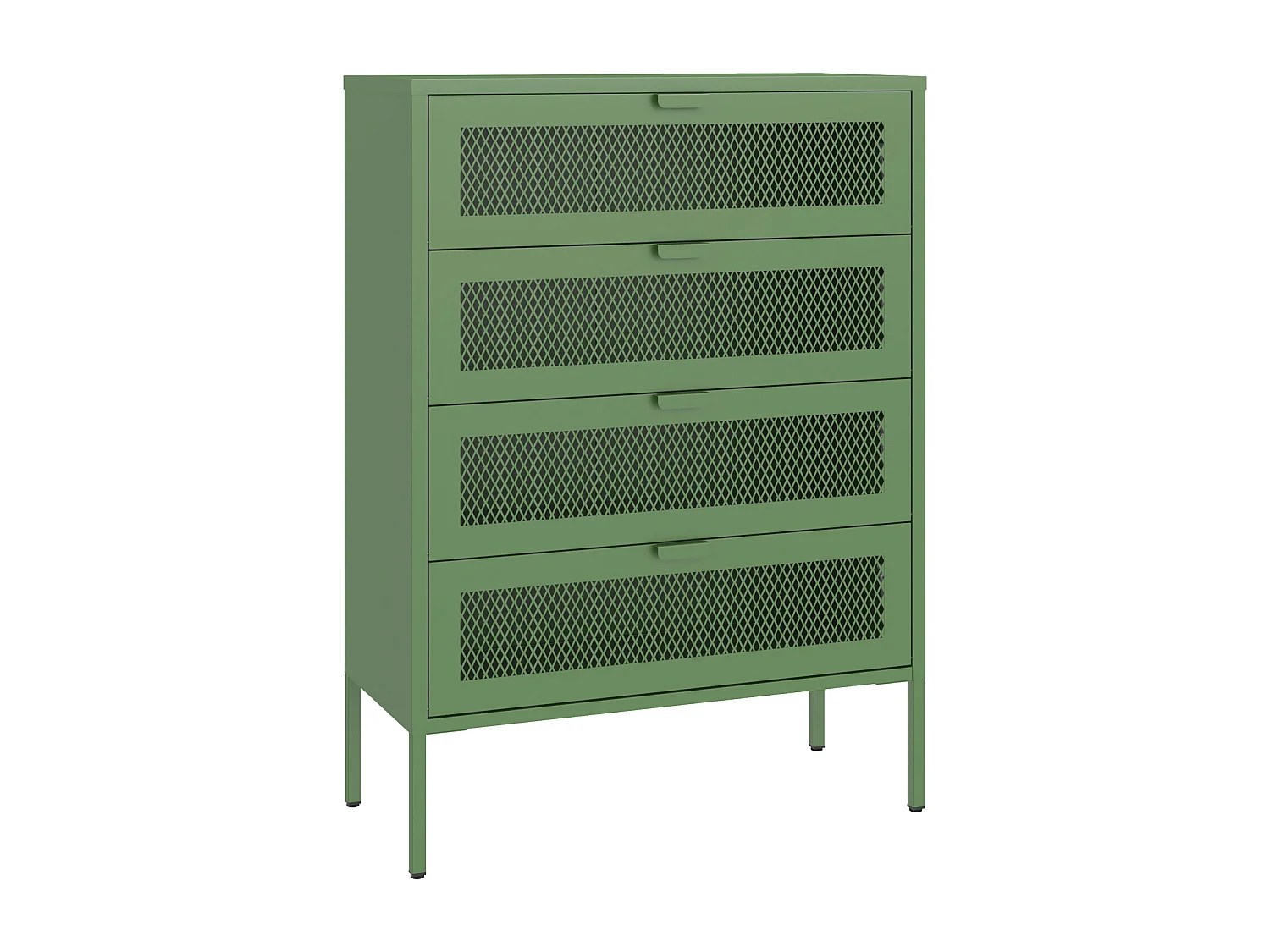 Meuble à chauure 4 porte en métal vert kaki EMMA