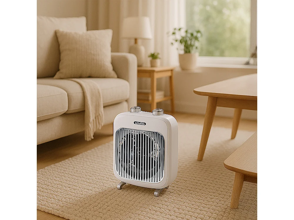 Elektrische heteluchtverwarmer Scholtes 2000W wit, IP21, 3 standen, instelbare thermostaat, draagbaar, ideaal voor badkamer 20m²