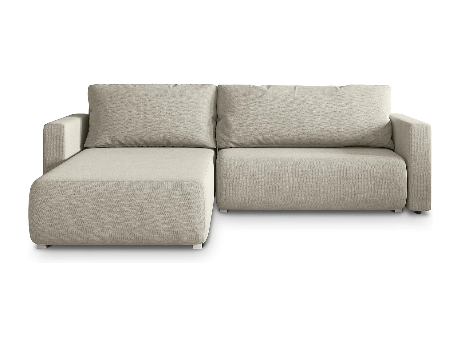 Hoekbank TURIN van fluweel met slaapfunctie Creme