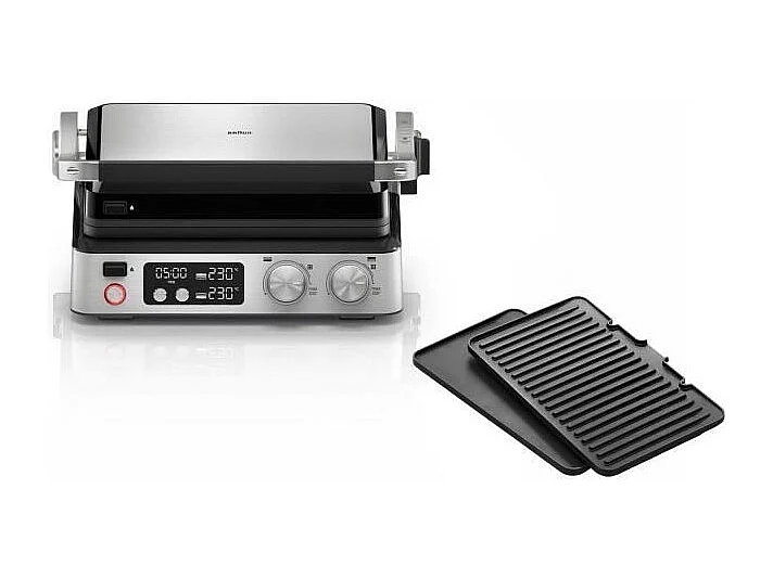 Grill multifonctions - BRAUN - Multi Grill 7 - 2000 W - 3 positions de chauffe - Noir/Acier
