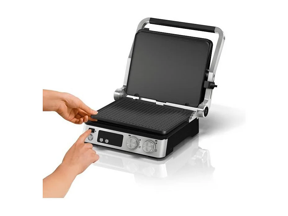 Grill multifonctions - BRAUN - Multi Grill 7 - 2000 W - 3 positions de chauffe - Noir/Acier