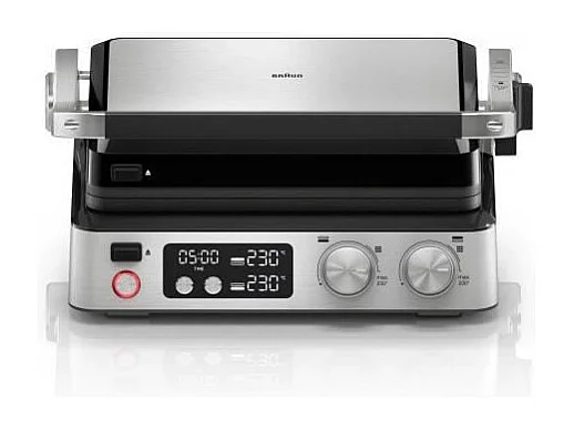 Grill multifonctions - BRAUN - Multi Grill 7 - 2000 W - 3 positions de chauffe - Noir/Acier