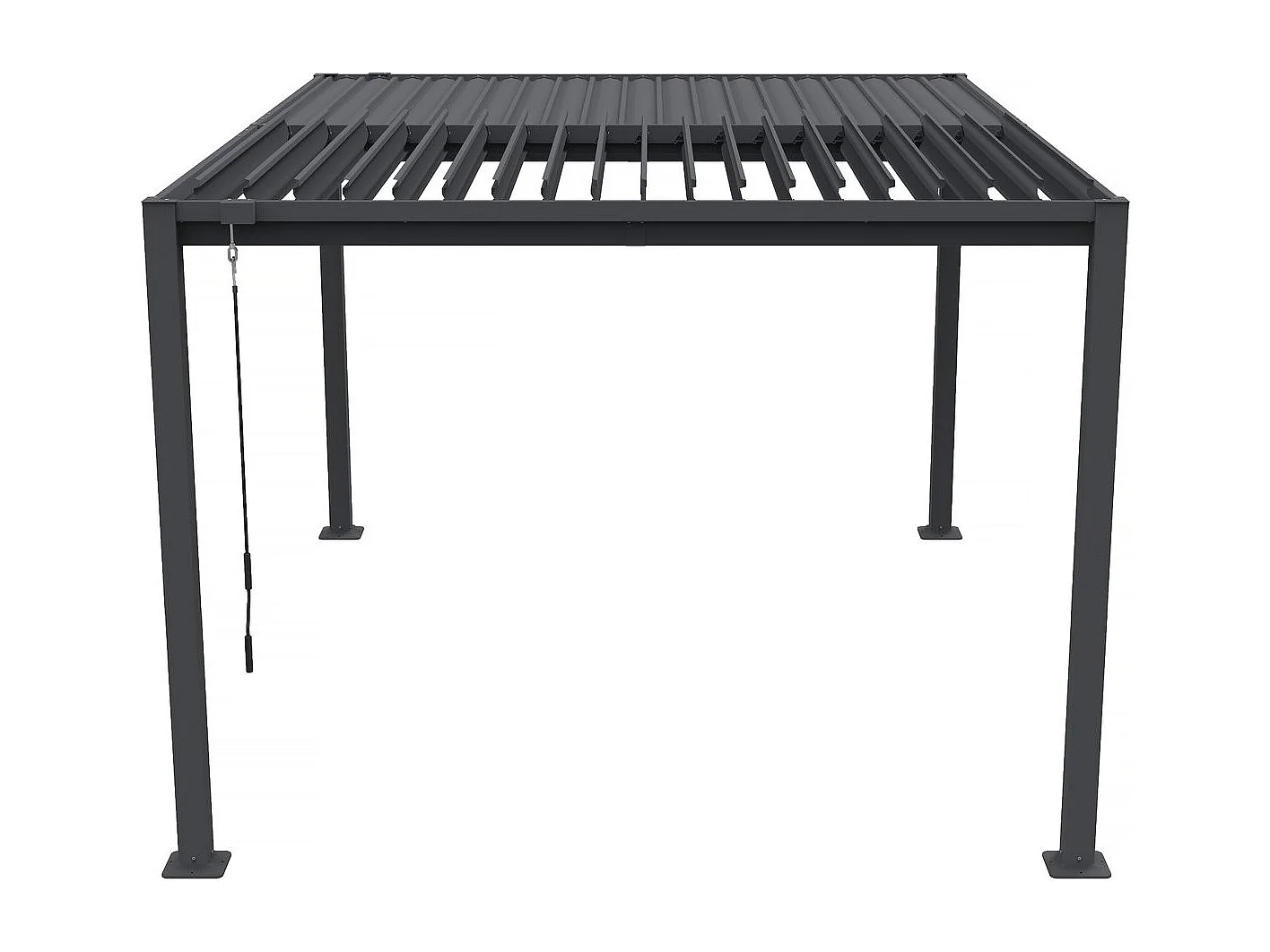 Pergola bioclimatique avec 2 stores en acier galvanisé "Howard" - 3 x 4 m - Gris