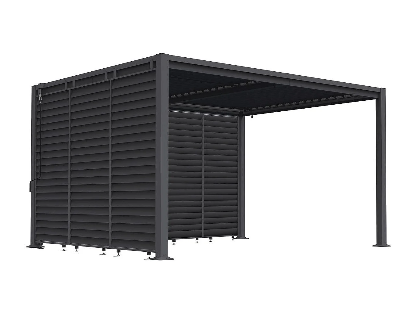 Bioclimatische pergola "Howard" met 7 gegalvaniseerde stalen lamellen - 3 x 4 m - Grijs