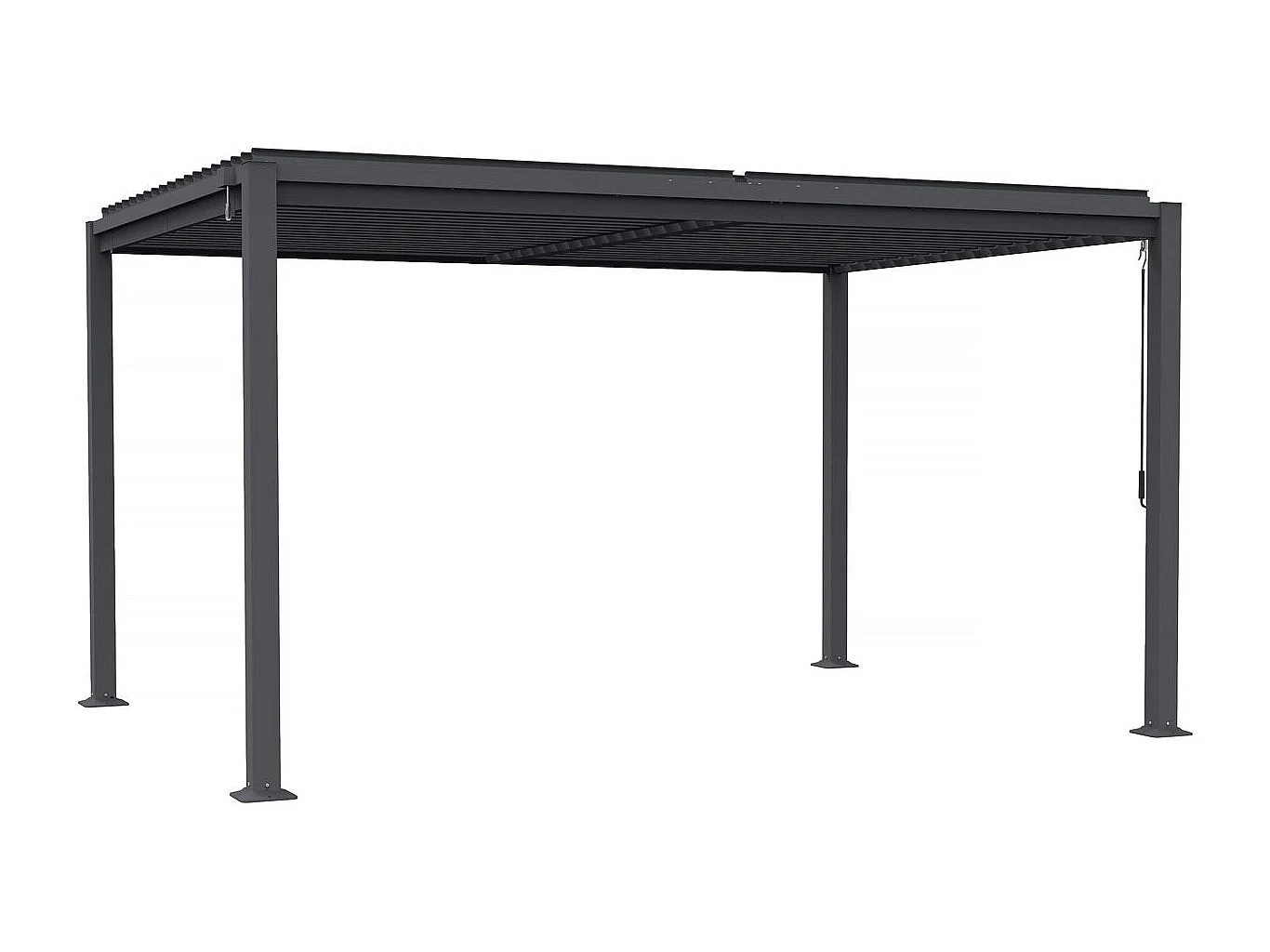 Pergola bioclimatique avec store en acier galvanisé "Howard" - 3 x 4 m - Gris