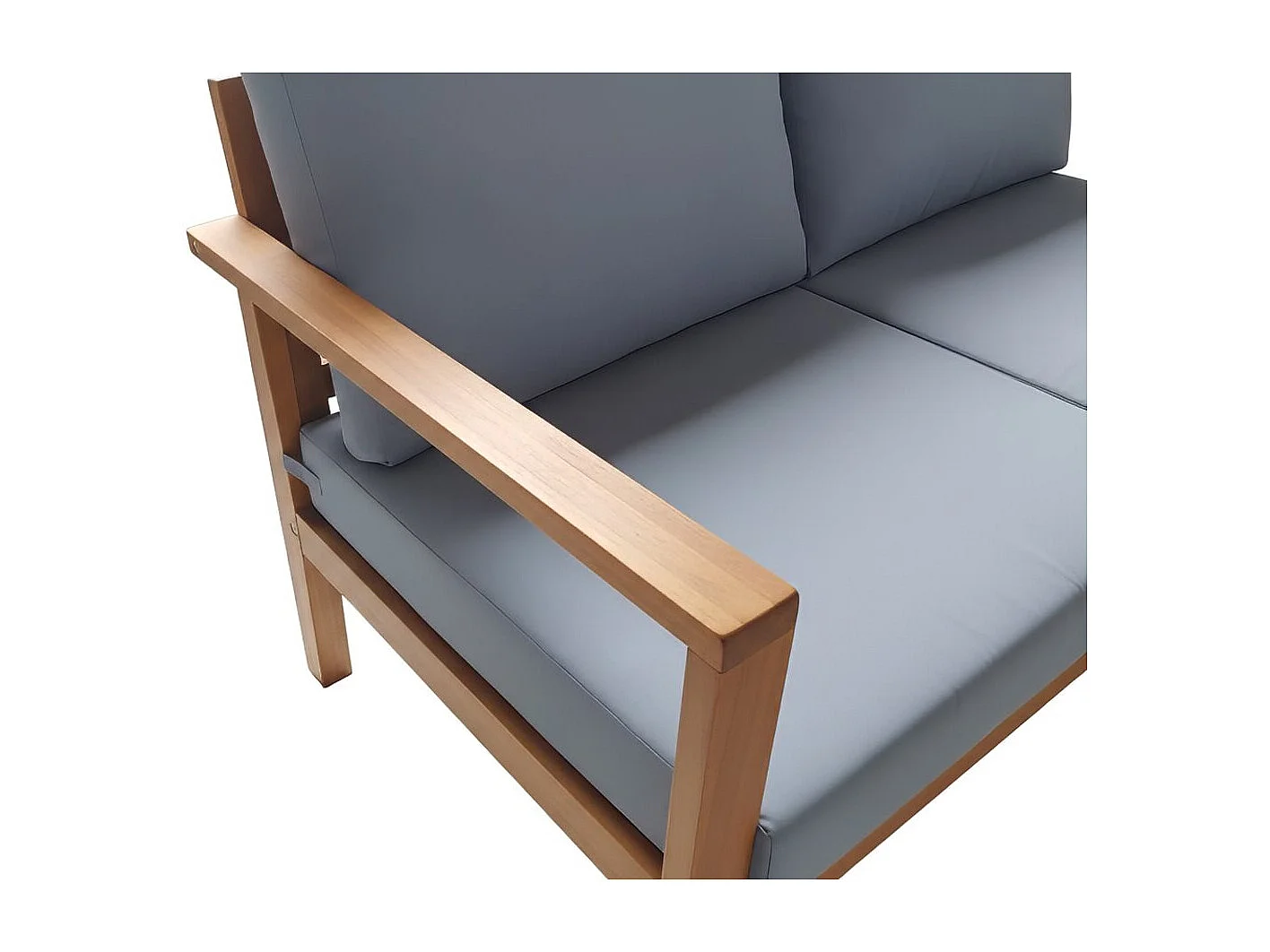 Salón de jardín para 5 personas Bellingham en madera de acacia gris con cojines gruesos y otomana versátil