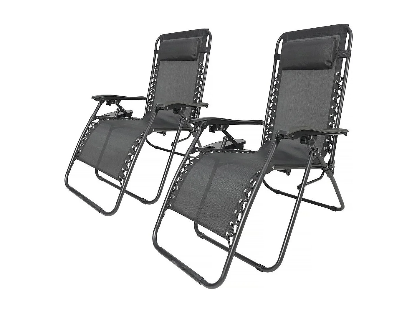 Lot de 2 fauteuils de jardin inclinable zéro gravité avec coussin matelassé "Sintra" - Noir