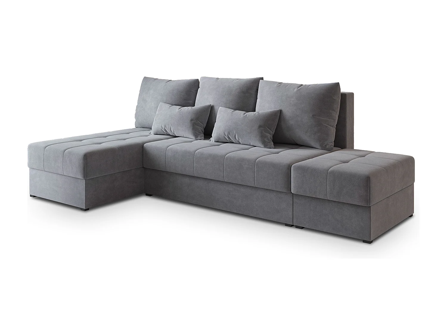 Hoekbank NORVI van fluweel met slaapfunctie Grau