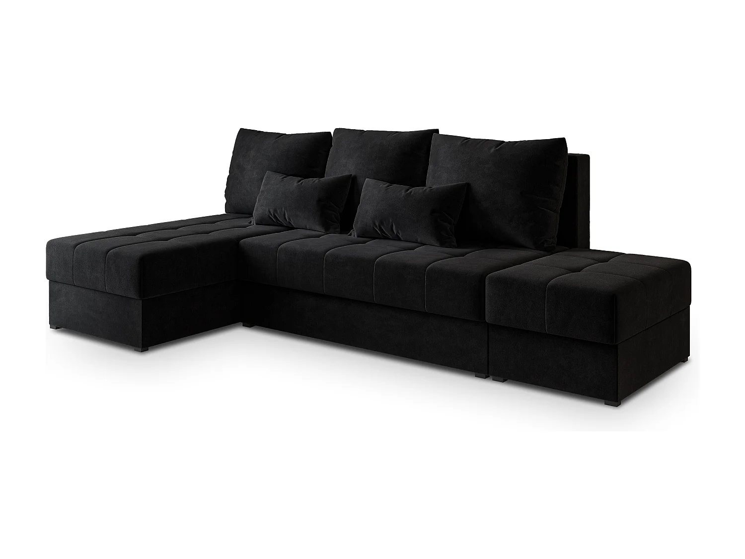 Hoekbank NORVI van fluweel met slaapfunctie Schwarz