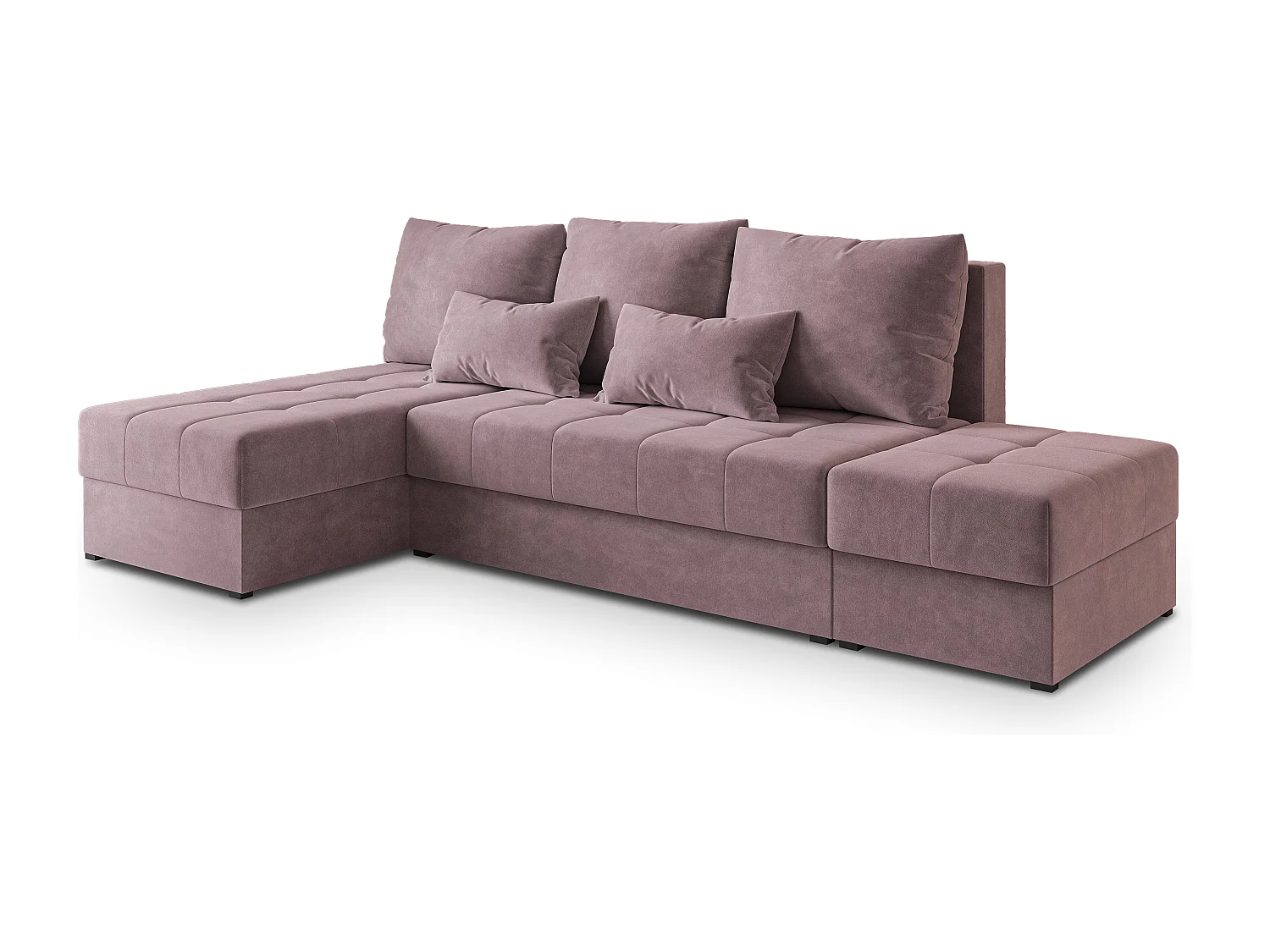 Hoekbank NORVI van fluweel met slaapfunctie Rosa