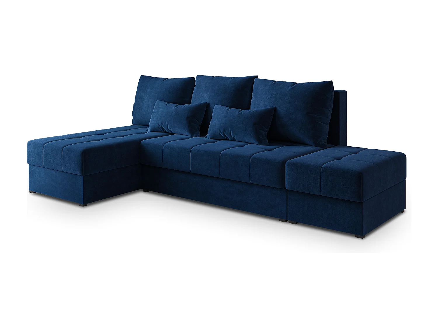 Hoekbank NORVI van fluweel met slaapfunctie Blau
