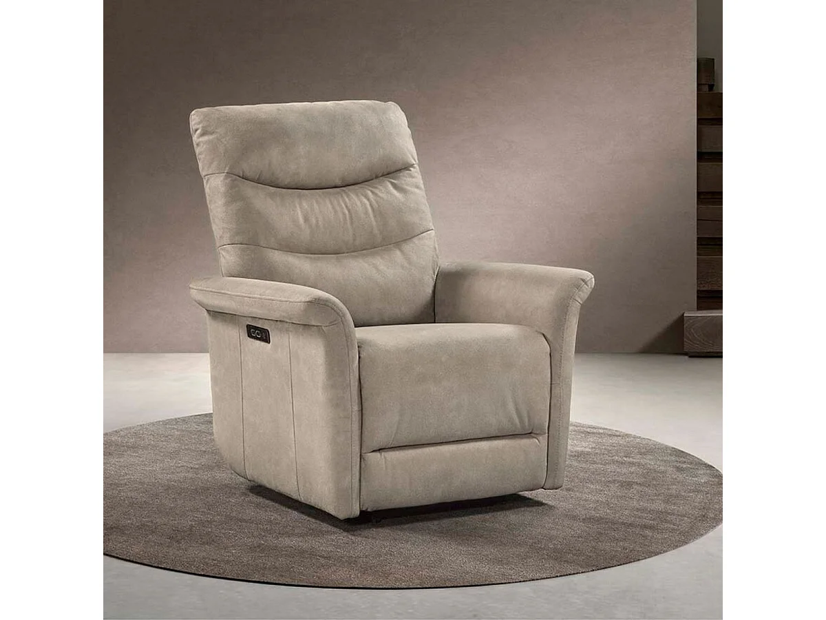 Fauteuil relax électrique tissu microfibre taupe - PYLOS