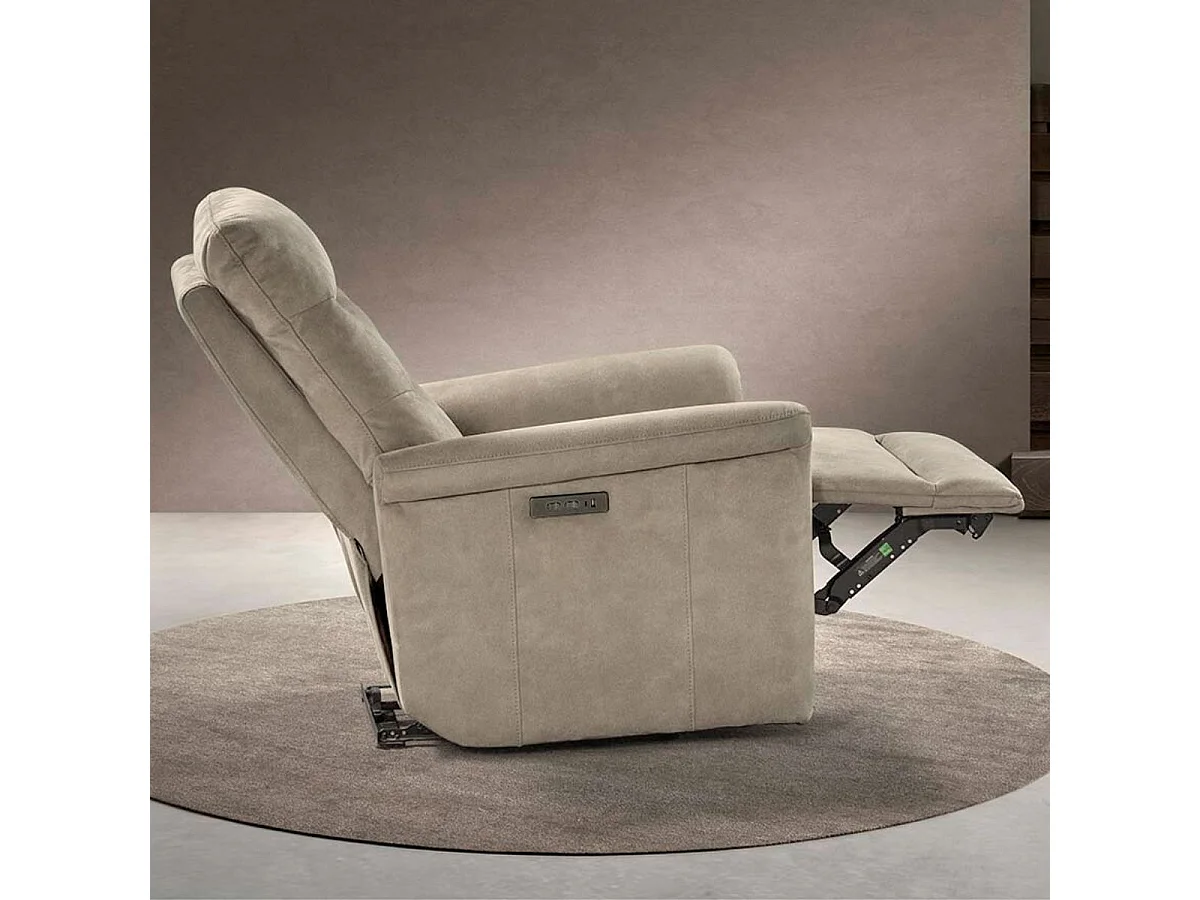 Fauteuil relax électrique tissu microfibre taupe - PYLOS