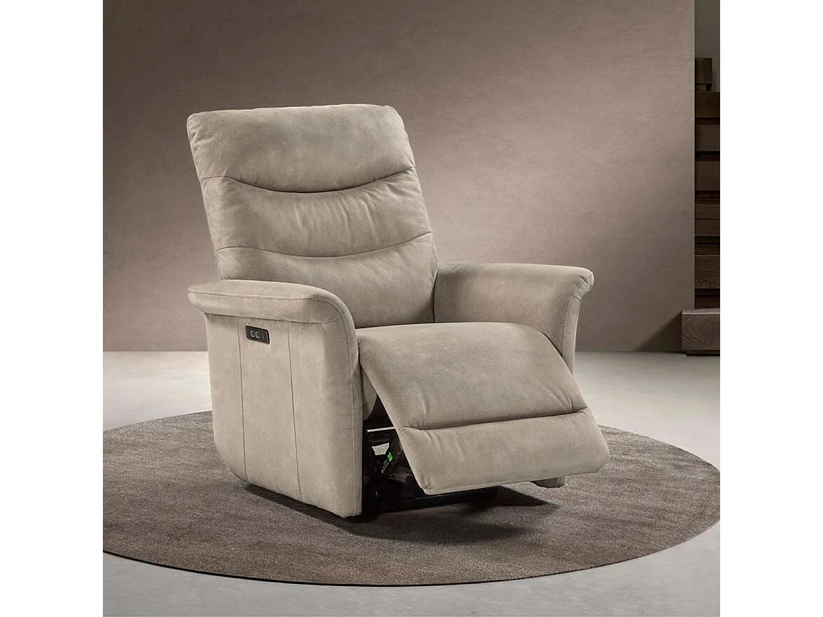 Fauteuil relax électrique tissu microfibre taupe - PYLOS