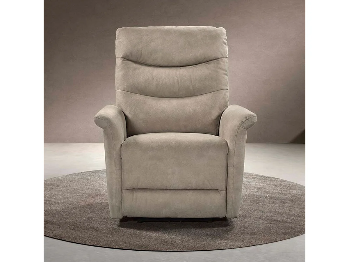 Fauteuil relax électrique tissu microfibre taupe - PYLOS