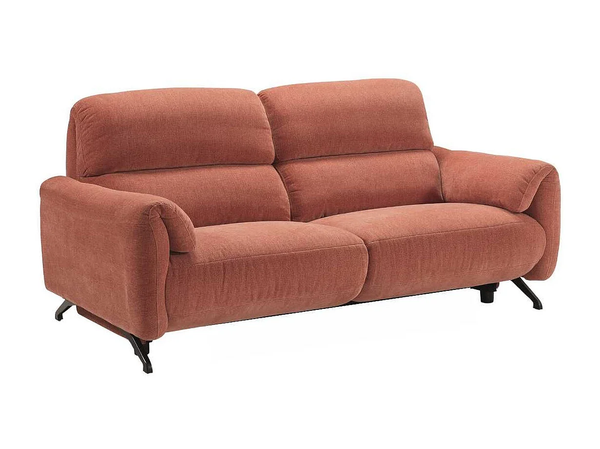 Canapé relax électrique 3 places tissu polyester terracotta - MALKO