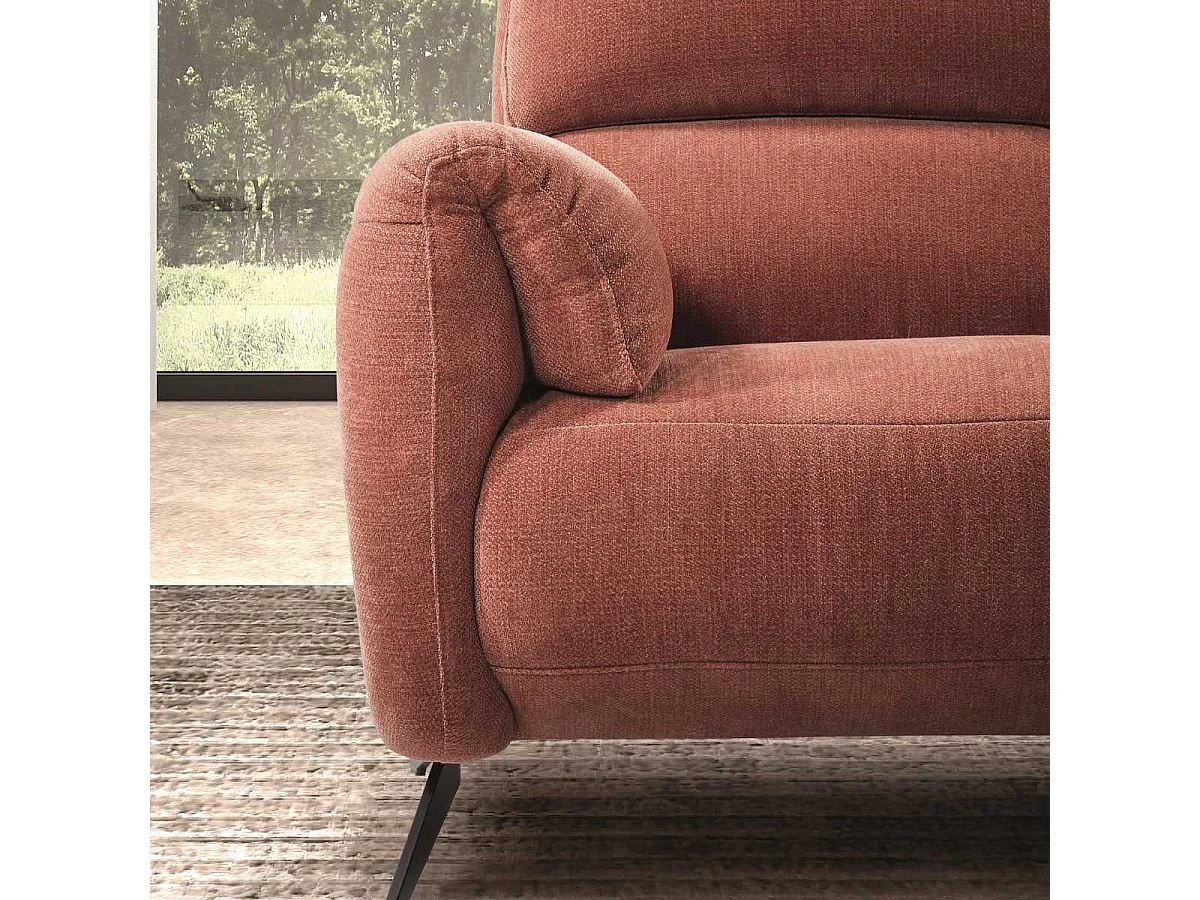 Canapé relax électrique 3 places tissu polyester terracotta - MALKO