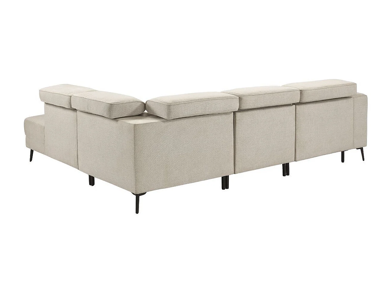 Canapé d'angle droit avec 2 places relax électrique tissu beige - BAMAKO