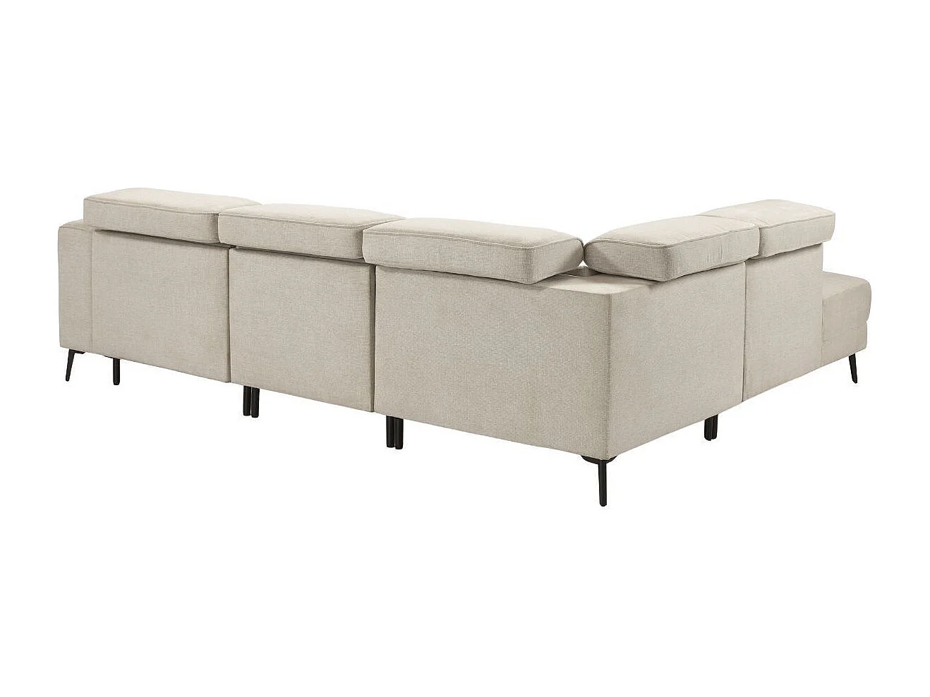 Canapé d'angle gauche avec 2 places relax électrique tissu beige - BAMAKO