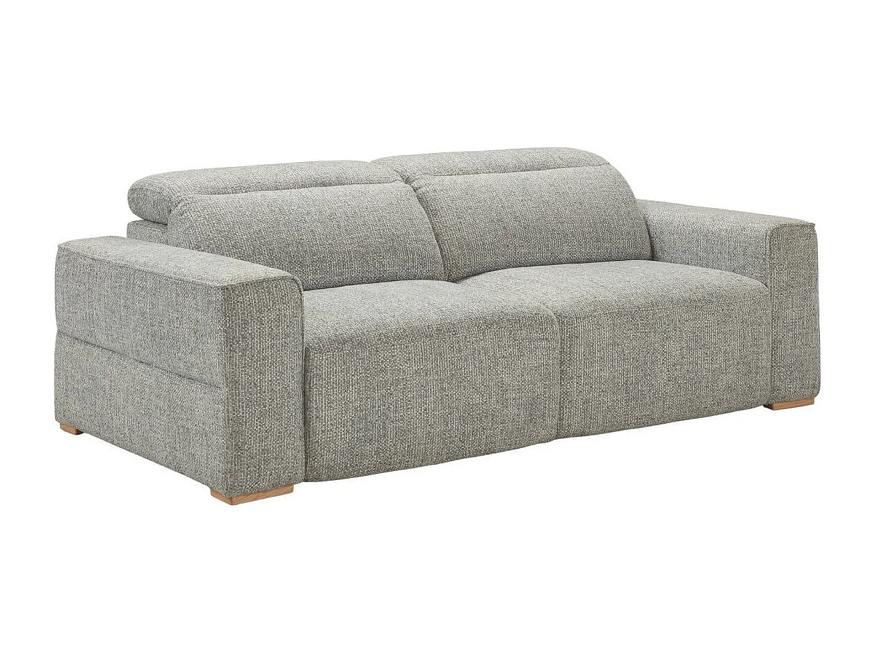 Canapé 3 places assises coulissantes électriques en tissu bouclé bleu-gris - HAVANA