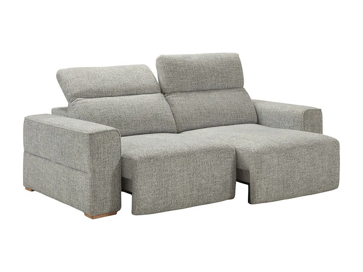 Canapé 3 places assises coulissantes électriques en tissu bouclé bleu-gris - HAVANA