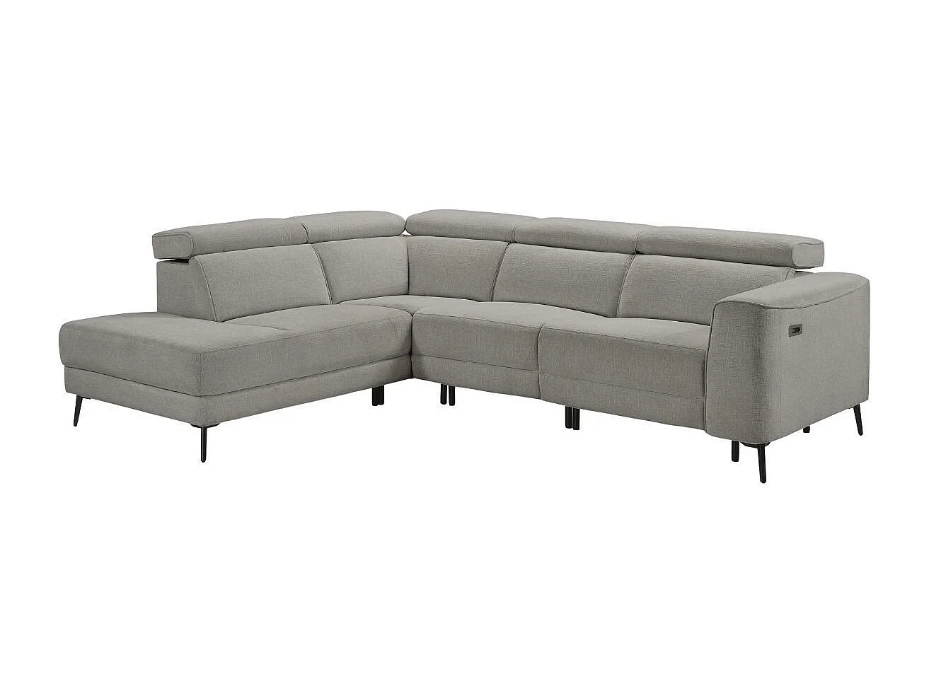 Canapé d'angle gauche avec 2 places relax électrique tissu gris - BAMAKO