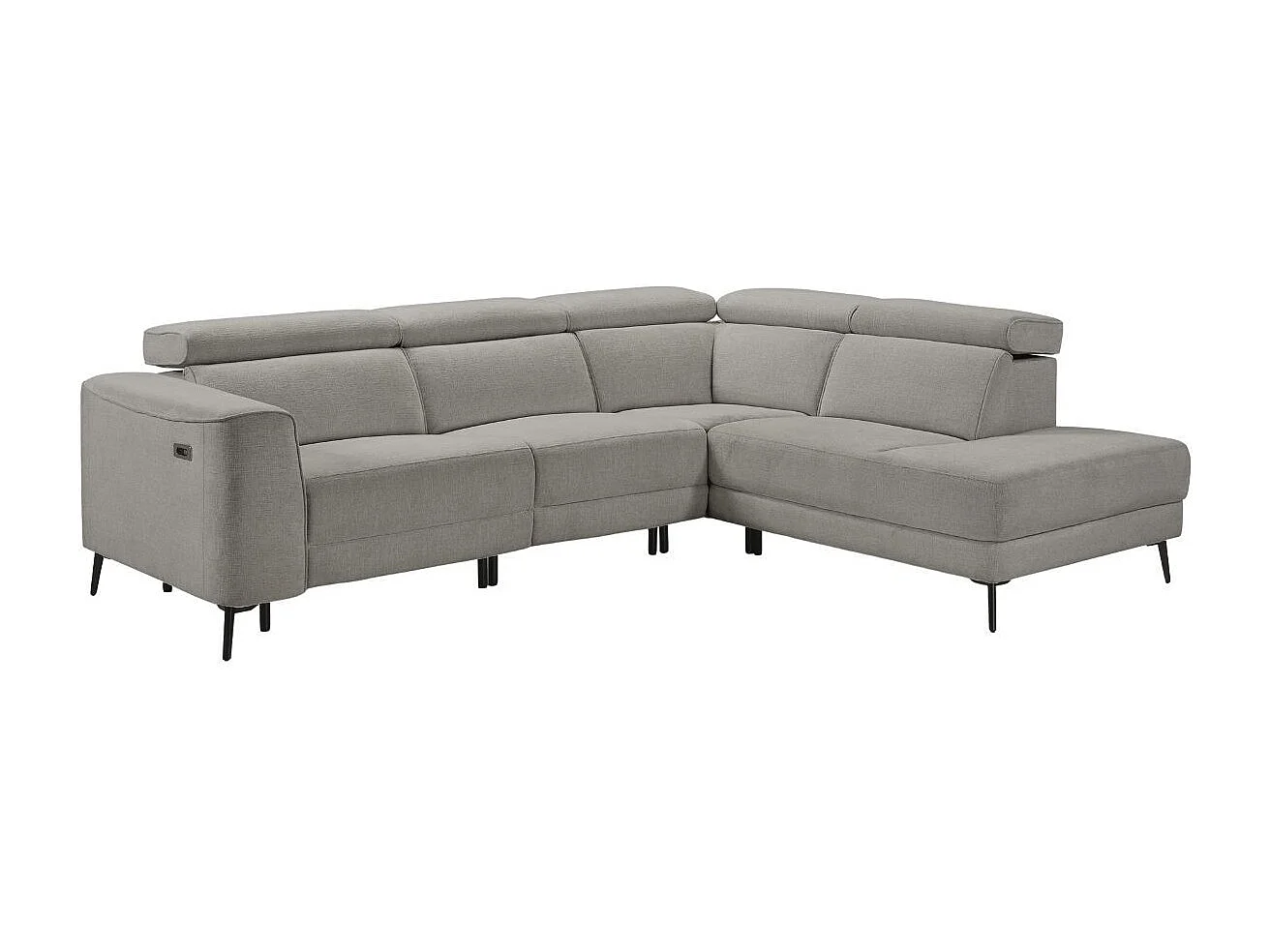 Canapé d'angle droit avec 2 places relax électrique tissu gris - BAMAKO