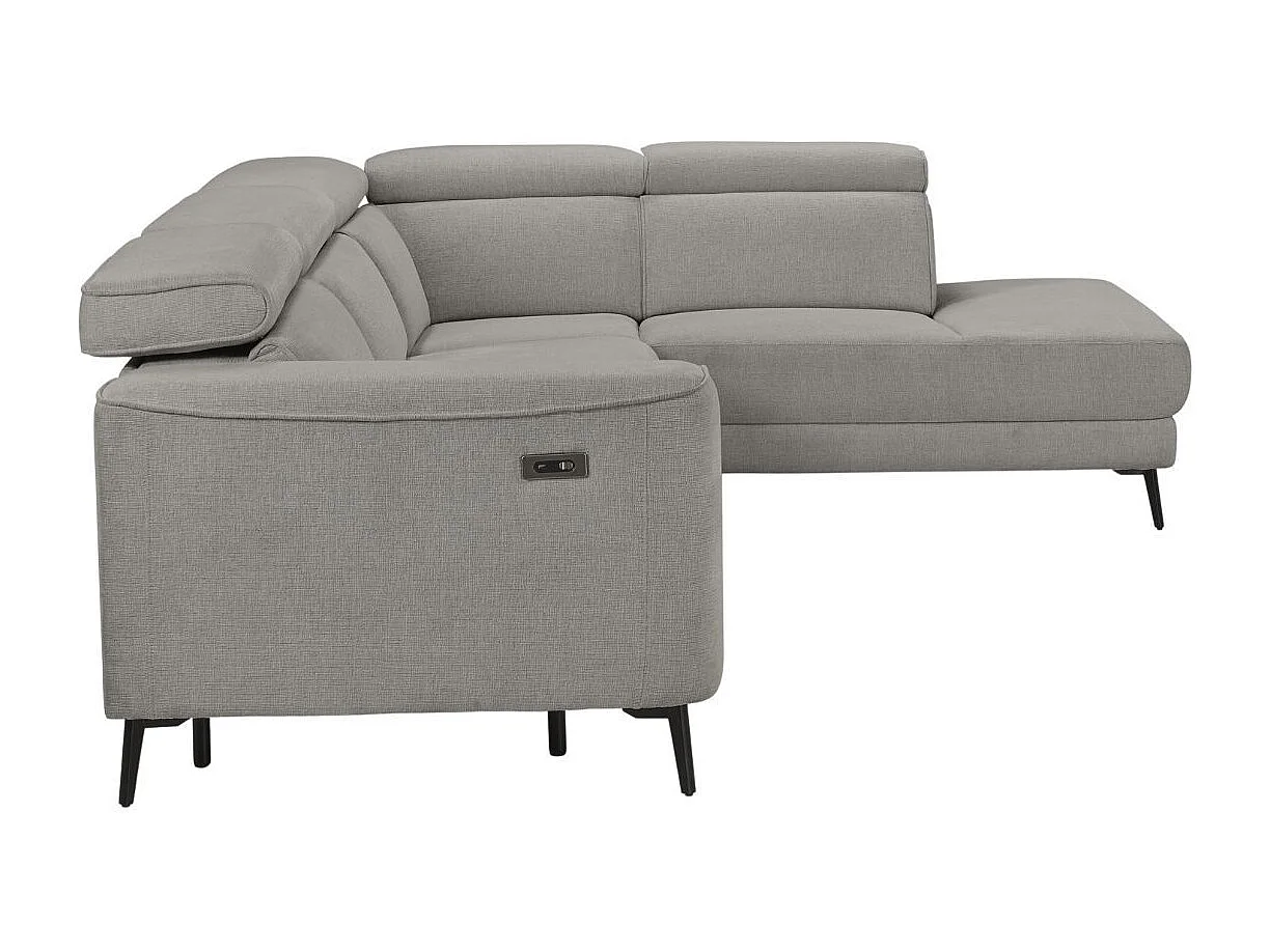 Canapé d'angle droit avec 2 places relax électrique tissu gris - BAMAKO