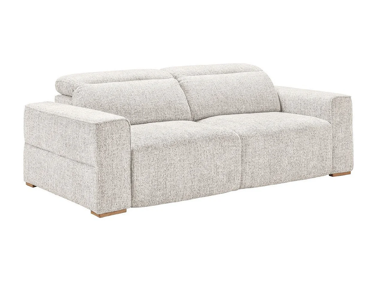 Canapé 3 places assises coulissantes électriques en tissu bouclé gris perle - HAVANA