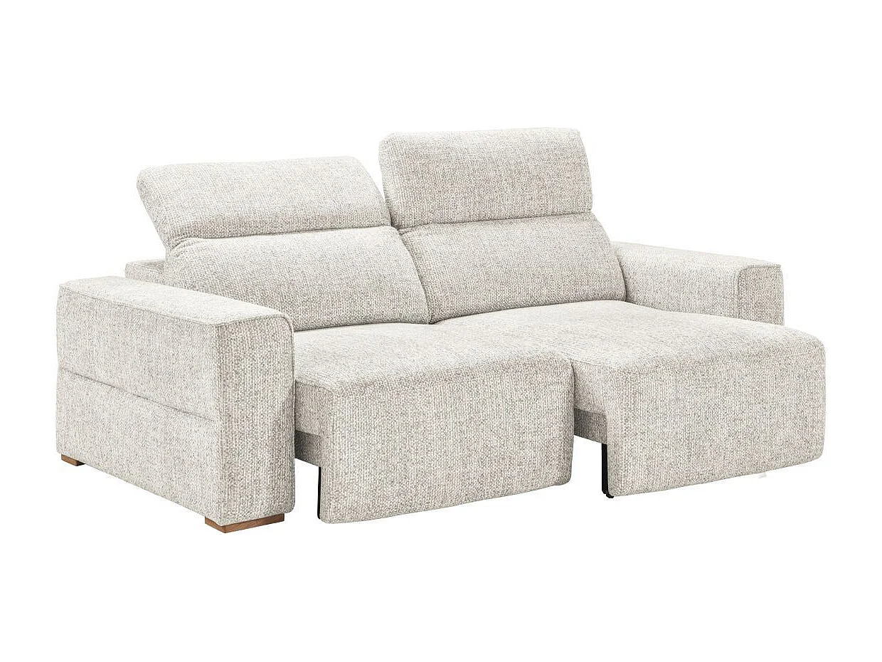 Canapé 3 places assises coulissantes électriques en tissu bouclé gris perle - HAVANA