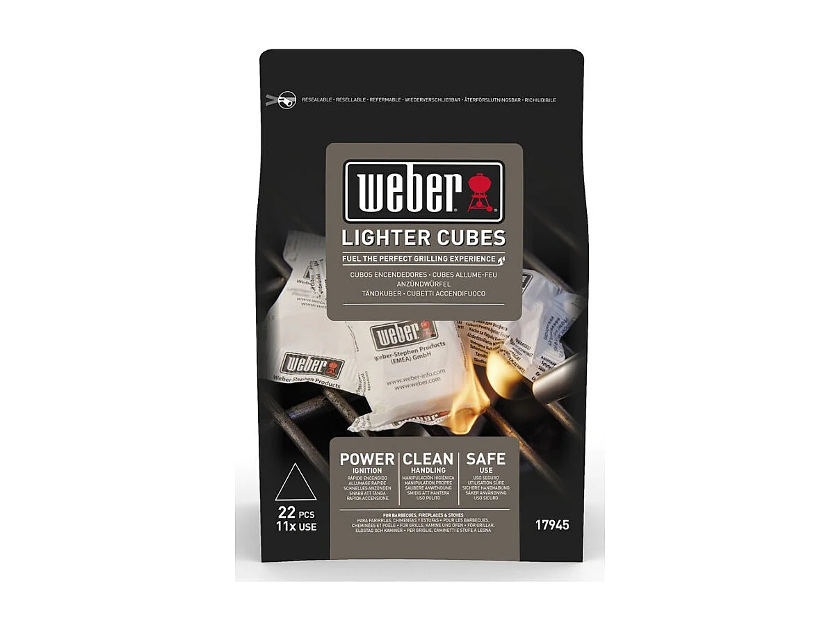 Weber aanmaakblokjes x22 - Milieuvriendelijke aanmaakblokjes voor houtskoolbarbecue, snel aansteken zelfs bij vochtig weer