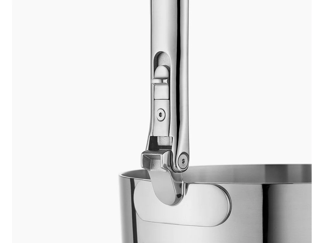 Joseph Joseph Space Steel set van 3 roestvrijstalen pannen, professioneel gebruik, inklapbare handgrepen, geschikt voor inductie.