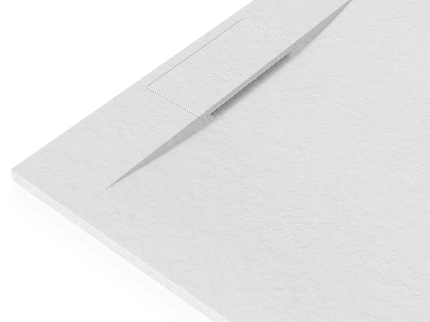 Receveur extra-plat à poser ou à encastrer recoupable en résine SMC avec siphon - Blanc mat - 120 x 90 cm - TARPOSA